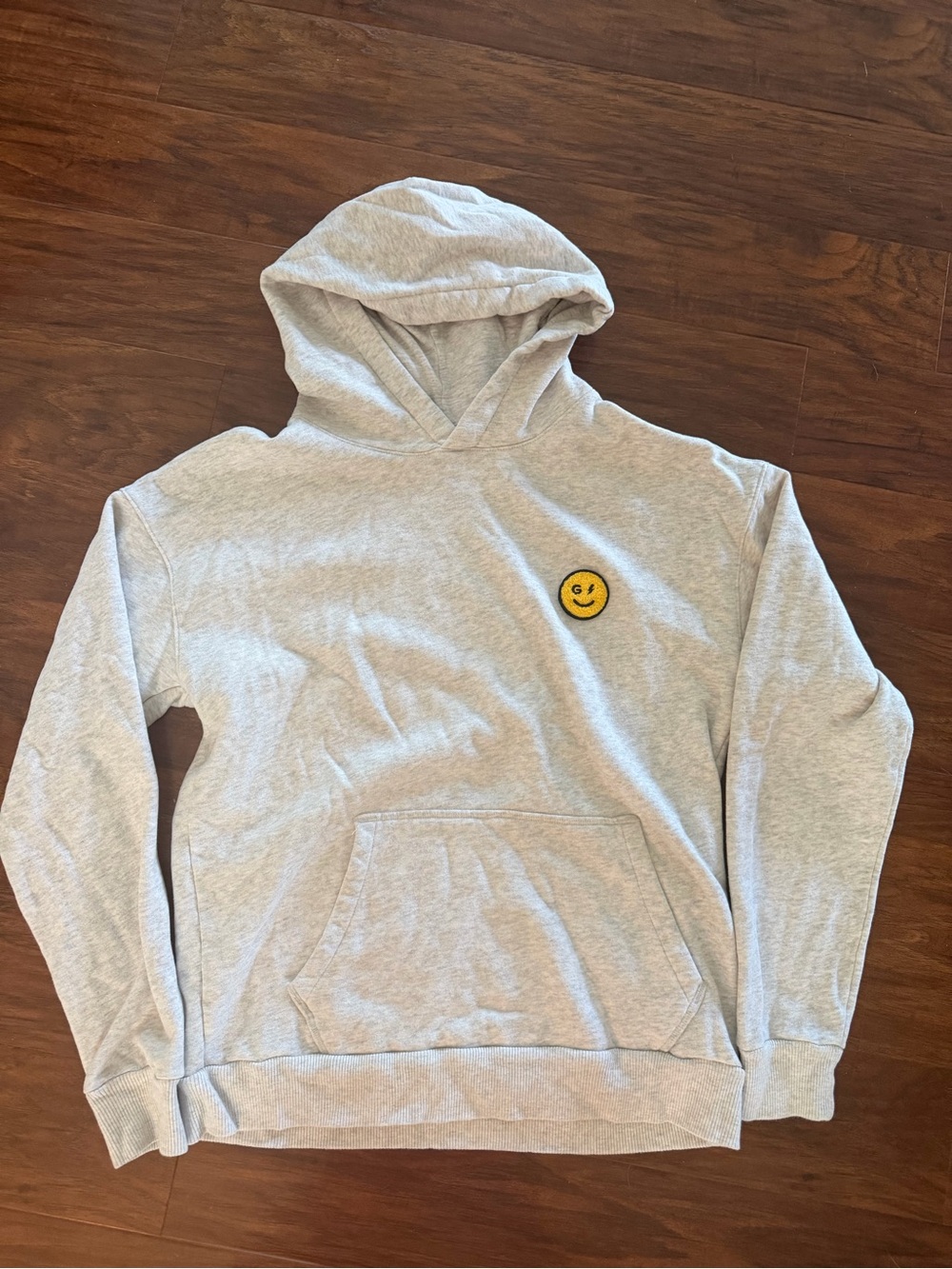 Gilly Hicks women’s Gray Hooded Sweatshirt with Smiley Patch